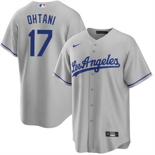 Mens Los Angeles Dodgers #17 Shohei Ohtani Gray Cool Base Jersey Dzhi